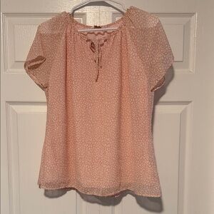 Pink Blouse with Tie Neck Detail